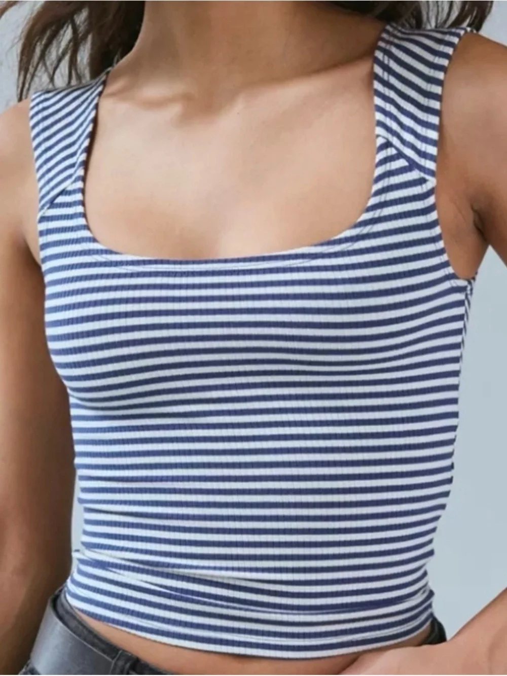 Urban Outfitters BDG Blue & White Striped Square-Neck Tank - Picture 1 of 4